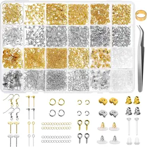 Earring Making Supplies Kit,  2900 count Earring Hardware Pieces Repair Parts with Earring Hooks Posts Backs and Jump Rings for Making Earrings Studs and  Making ( & )