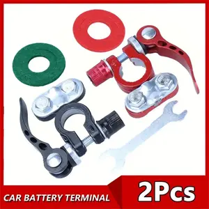 2pcs Heavy-Duty Aluminum Automotive Car Battery Terminal Clamps, Car Parts, 12V 24V Top Post Connectors, Pile Head Clamp Clip for Boat Truck, Truck Accessories, Industrial Electrical Disconnect Module, No Battery Included