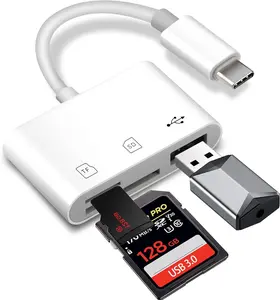 USB C SD Card Reader,  SD Card Reader for  15 16 iPad//Android Devices, 3 in 1 Memory Card Reader with SD/MicroSD & USB Port, Plug and Play