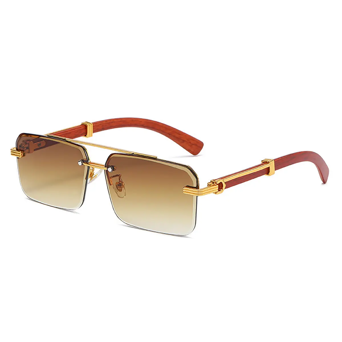 Unisex Fashion Rimless Square Sunglasses with Metal Frame, Square Lenses, UV400 Protection for Traveling, Beach Eyewear for Men and Women