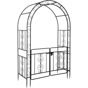 【Father's Day Gift】Outvita Metal Garden Arch with Double Gate Heavy-Duty Arbor Trellis, Arbor Archway for Climbing Plants Support Rack, Outdoor Lawn Backyard Patio Decoration Summervibes