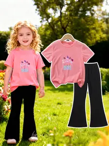 Trendy Barbie Style "Girl Group Print" Girls' Outfit Set - Cute Barbie girl group patterns, fresh and vibrant style, full of childlike fun, super sweet for daily wear Editor's Sharing