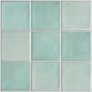 10 Pcs Matte 3D Peel and Stick Tile 11.8"x11.8" Ultralight PVC Square Peel and Stick Backsplash, Stick on Tiles for Kitchen Bathroom Living Room Fireplace Interior Wall Decor, Teal Green