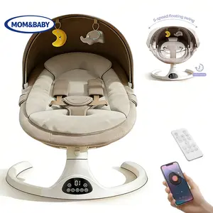 Electric Baby Swing with Bluetooth, 5-Gear Motion & Music, Hands-Free Smart Rocker for Infants, 0-3 Months Portable Remote Control boy girl toddler need bebé pio colum bouncer point harness baby rocker indoor chair adjustable backrest loungers 0-6 use