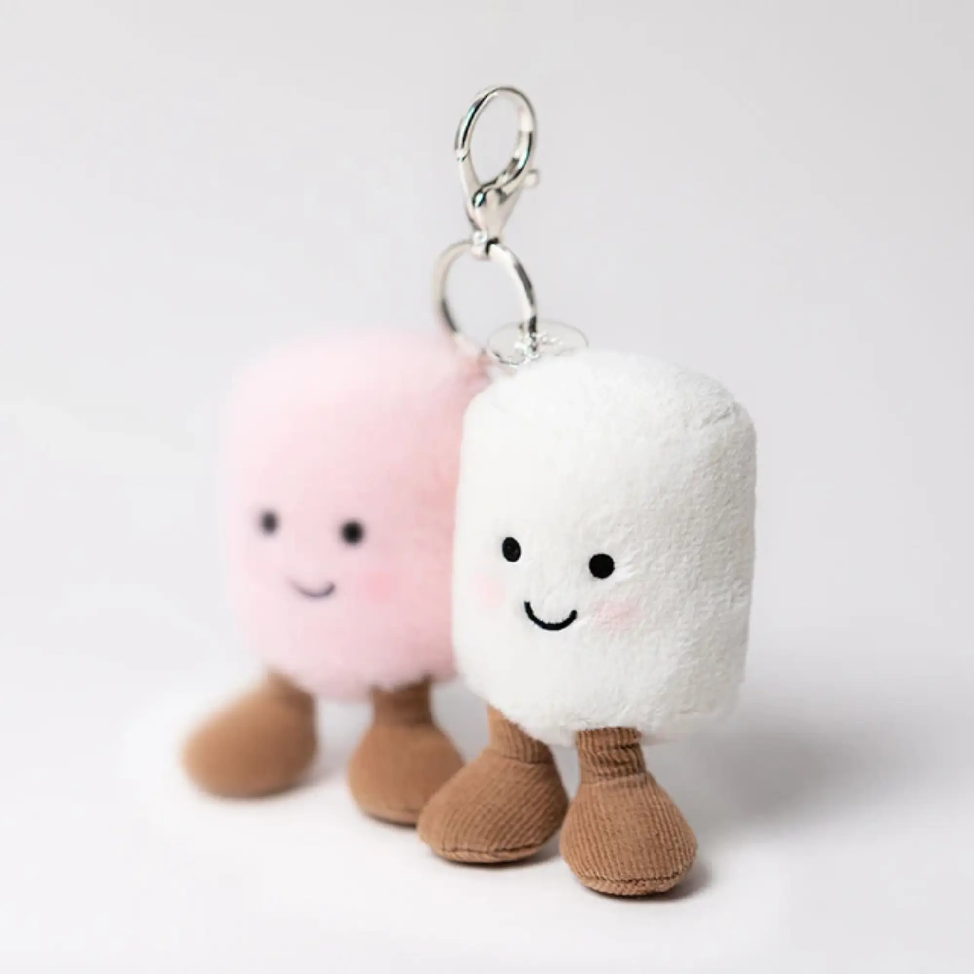 Jellycat Pair of Marshmallows Bag Charm - Cute Mini Stuffed Animal Keyring, Soft Bag Charm, Birthday Gift for Kids, Collectors' Fashion Accessory