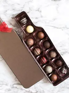 12 Gourmet Chocolate Truffles - Wine Bottle Gift Box - Handmade in USA - 1 Dozen Truffle
