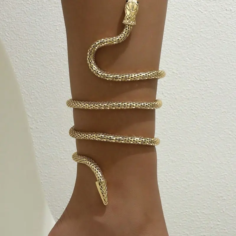 Snake Wrap Bracelet for Women Men, Stretchy Bracelet, Flexible Gold Black Serpent Multi-Purpose Jewelry, Wrist Cuff Armband Necklace Ankle Bracelet, Shapeable Simulated Snake Body Jewelry, Gothic Medusa Halloween Cosplay Costume Accessory
