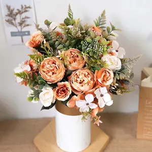 Wedding Bouquets for Bride Bridal Bouquets Artificial Peony Rose Berry Flowers Bouquet for Wedding Gifts Home Decoration