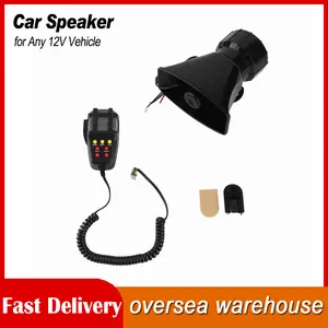 Alarm Horn Speaker 7 Siren Sounds Car Alarm Horn Siren PA Speaker Mic System