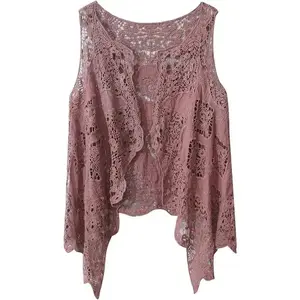 Women's Open Front Crochet Bohemian Hippie Butterfly Vest Cardigan Coverup