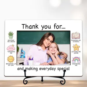 Teacher Picture Frame, Thank You for Helping Me Grow Photo Frame, Appreciation Gifts for Teacher, Mentors, Parents, or Coworkers, 4x6 Desk Tabletop Display - K06