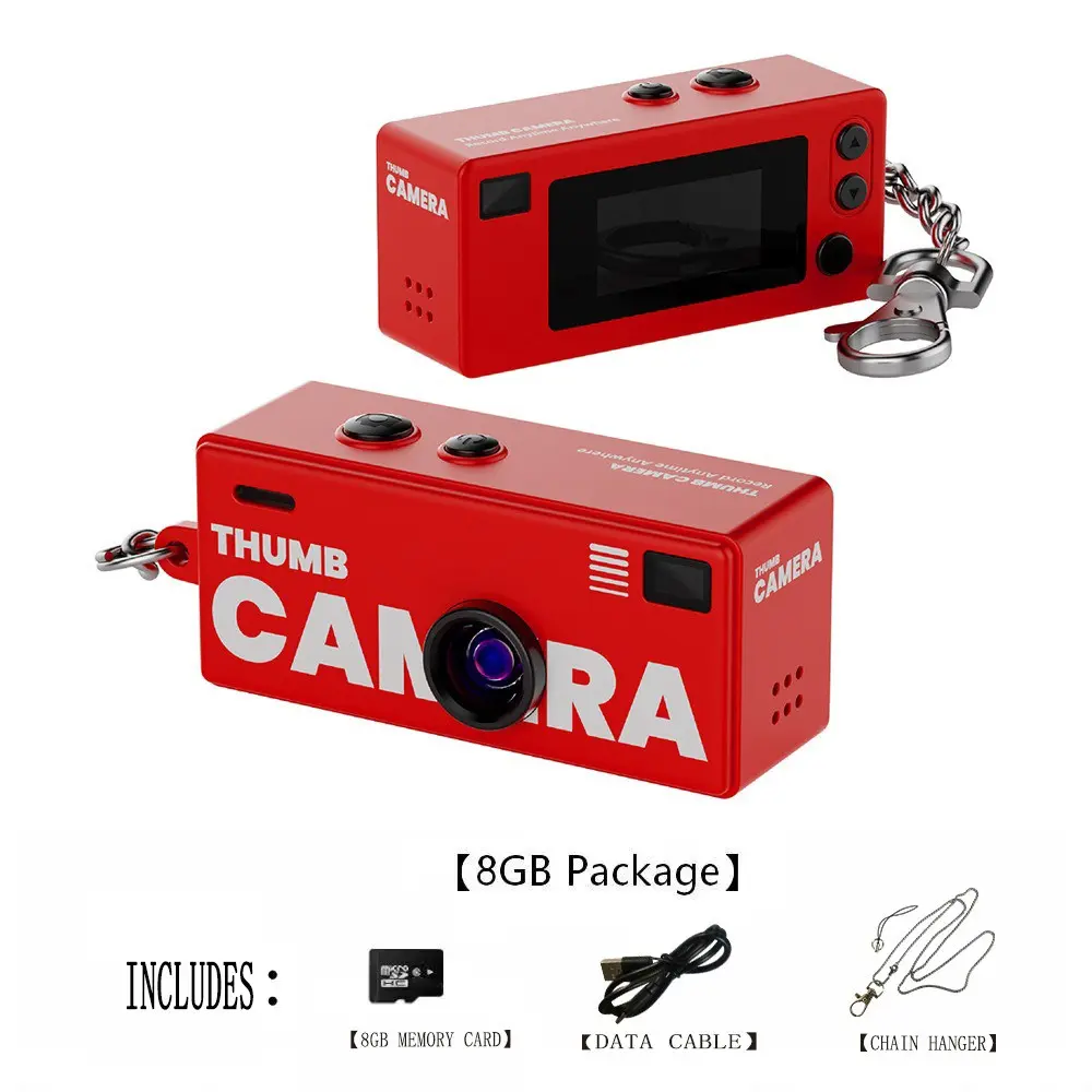 G6 Ultra-Compact Keychain Thumb Vintage Digital Camera: Retro Style, HD 1080p, Includes 8GB Memory Card—A Must-Have for Travel and Vlogging, Portable Pocket Camera