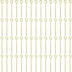 Shapenty 1000PCS Mini Metal Wire Eyepins Beading Small Open Eye Head Pins Needles Bulk for DIY Craft Bead Earring Pendant Necklace Bracelet Keychain Jewelry Charm Finding Making (20mm, Gold)