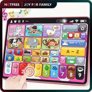 Hotfree Trilingual Learning Toy Tablet with Music & Sound, STEM Montessori Speech Musical Therapy Toys, Birthday Christmas Gifts for Boy, Girl, Baby, Toddler, for Age 1, 2, 3 Year Old (12-18 Months)