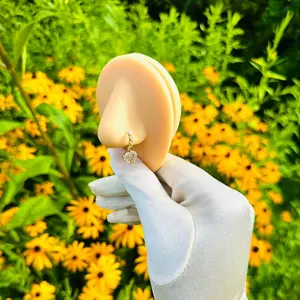 White Big Heart Hoop Nose Ring