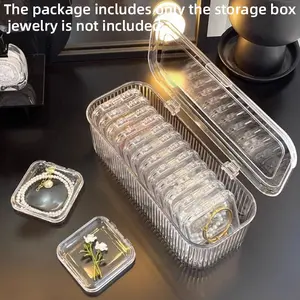 Large Box + 14 Small Transparent Clear Wearable Nail Storage Boxes, Bracelet and Bangle Desktop Organizer, Manicure Display Case, Jewelry Holder, Plastic Box Organizer