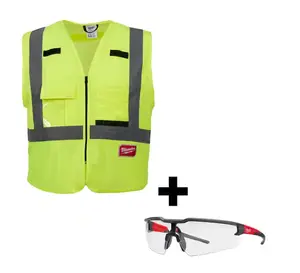 Milwaukee 48-73-5021AS Small/Medium Yellow Safety Vest & Clear Safety Glasses