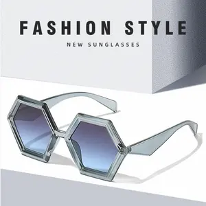 Oversized Polygonal Sunglasses - Unisex Full Rim PC Eyewear, UV-Protection Lens, Blue Light Blocking, Face-Slimming Chic Design for Party, Beach