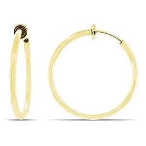 Gold Spring Clip On Hoop Earrings