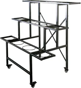 Zhongma 35.43” x 22.44” x 34.65” 3-Tier Black Carbon Steel Flower Display Stand