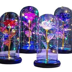 LED Enchanted Galaxy Rose In Glass Dome Flashing Flowers