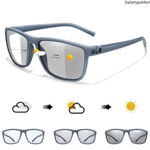 DailyHypeMart Polarized Photochromic Cycling Sunglasses for Women and Men, UV Protection Sports Shades with Adaptive Lens Technology for Outdoor Use, Outdoor Cycling Eyewear