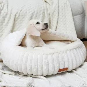 High-Quality Rabbit Fur Dog Bed with Cover Blanket, Cat Bed Insulated Pet Nest, Straight Velvet Pet Pad, Suitable for Dogs and Cats, No Harmful Chemicals