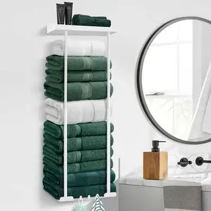 Wall-Mounted Towel Rack & Holder - Rust-Resistant Bathroom Organizer with No Drill Installation, Space-Saving Design for Kitchen, Laundry Room,This Single Piece Is Designed for Organizing And Storing Towels, Washcloths in Small Bathroom