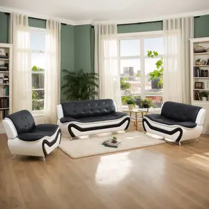 Modern 3-Piece Faux Leather Sofa Set - Luxurious Black Sectional with Loveseat & Chair | Ergonomic Support & High-Density Sponge | Easy Assembly | Perfect for Living Room, Bedroom & Office | Elegant Furniture for Gift