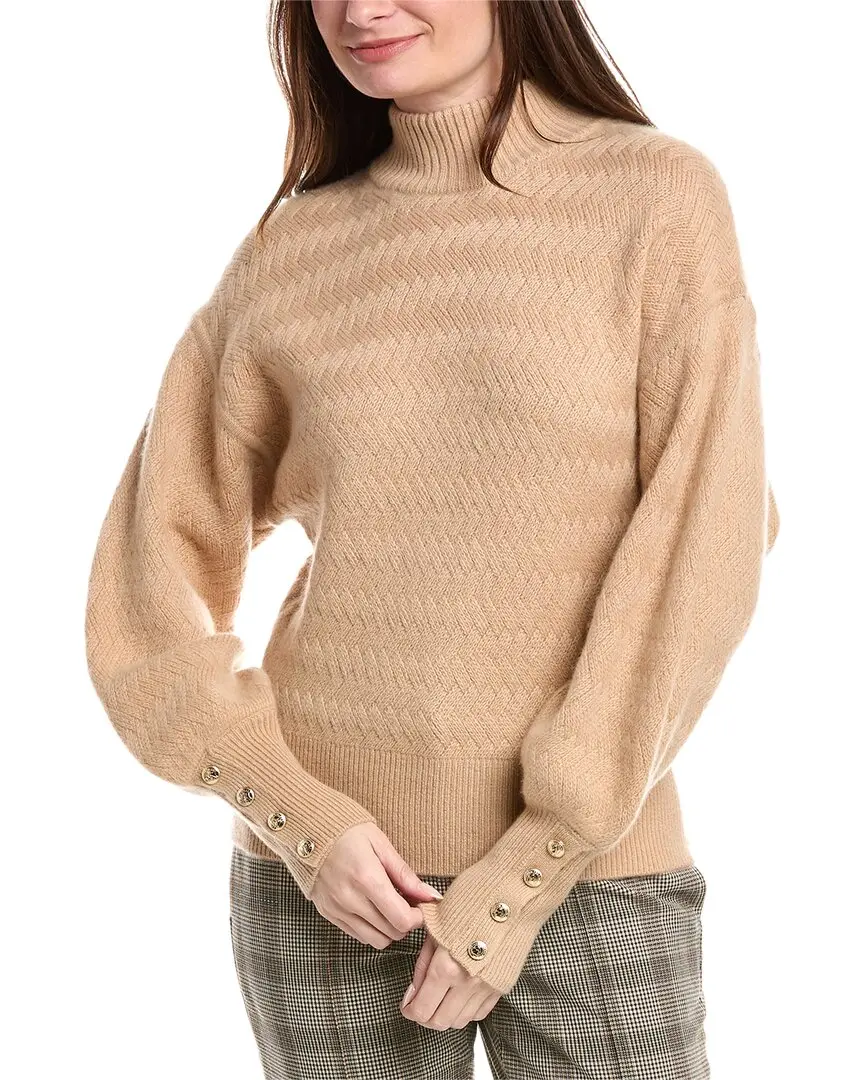Elie Tahari Balloon Sleeve Turtleneck Cashmere Sweater