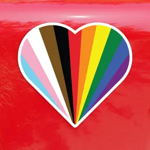 Sunburst Heart Progress Pride Flag LGBTQ POC Transgender Flag - Vibrant Color Vinyl Decal Sticker