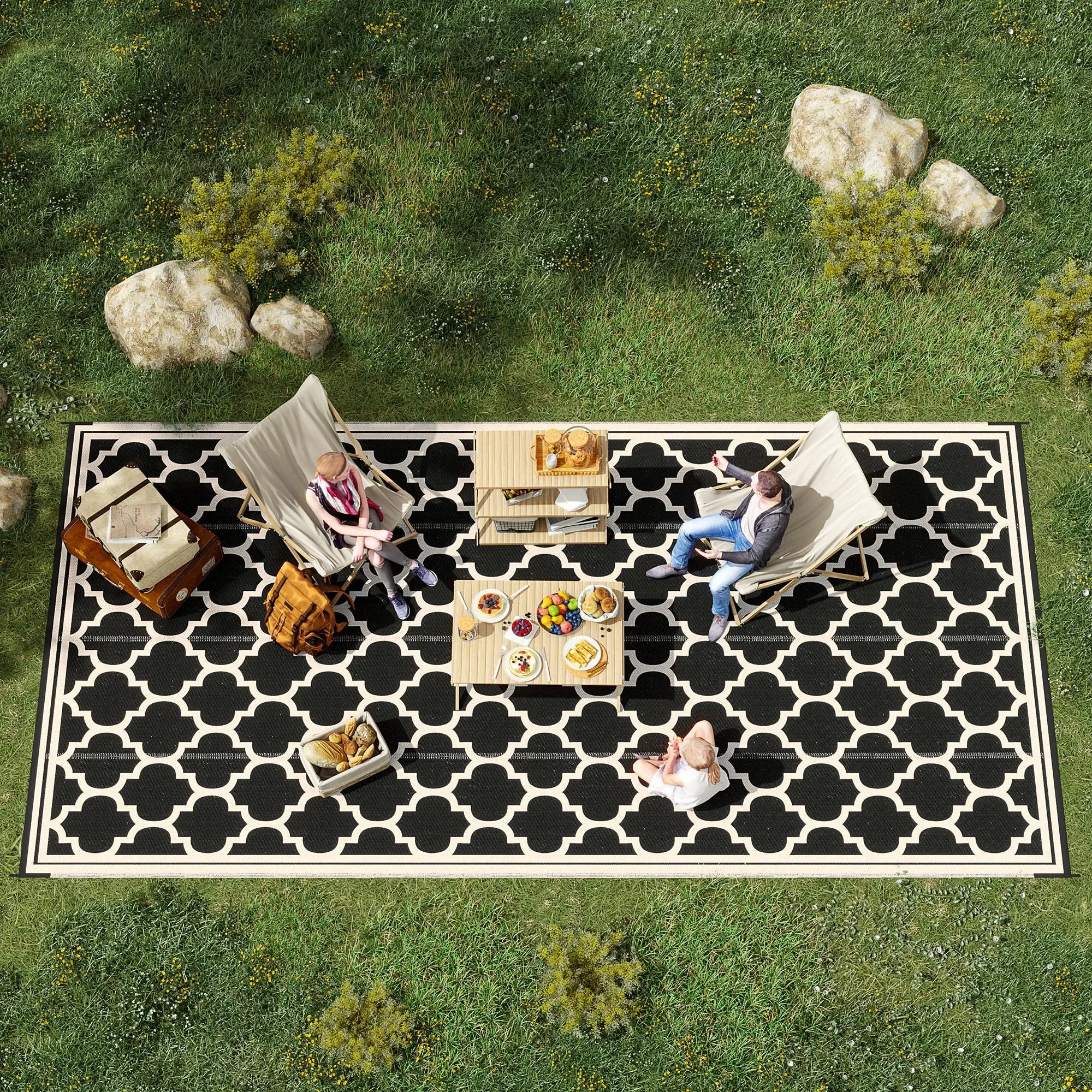 #Summervibes Outsunny Reversible Outdoor Rug, 9' x 18' Waterproof Plastic Straw Floor Mat, Portable RV Camping Carpet, Large Floor Mat for Backyard, Deck, Picnic,summerwins,back to school,dorm essentials,home decor,home essentials