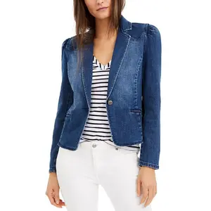 Puff-Sleeve Denim Blazer, Created for Macy's