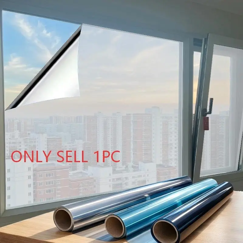 Static Cling One Way See Through Window Film, UV Blocking Heat Insulation Sun Shade Privacy Glass Sticker, No Glue Anti-Glare Window Tint for Home Bathroom Bedroom Office Car Vehicle