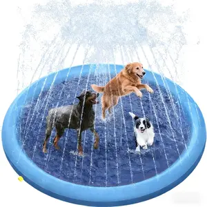 0.6mm Thickened Non Slip Dog Splash Pad, Large Dog Giant Breed Sprinkler Pool Cooling Mat, Durable Heavy Duty Outdoor Swimming Pool Portable Splash Sprinkler for Summer Cooling Bathing Backyard Lawn Pet Water Play Toy