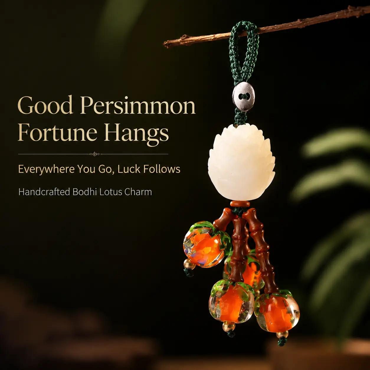 Chinese Style Handmade Vintage Pendant Car Keychain Pendant Handmade Bodhi Lotus Phone Lanyard Short Couple Lucky Bag Bag Pendant