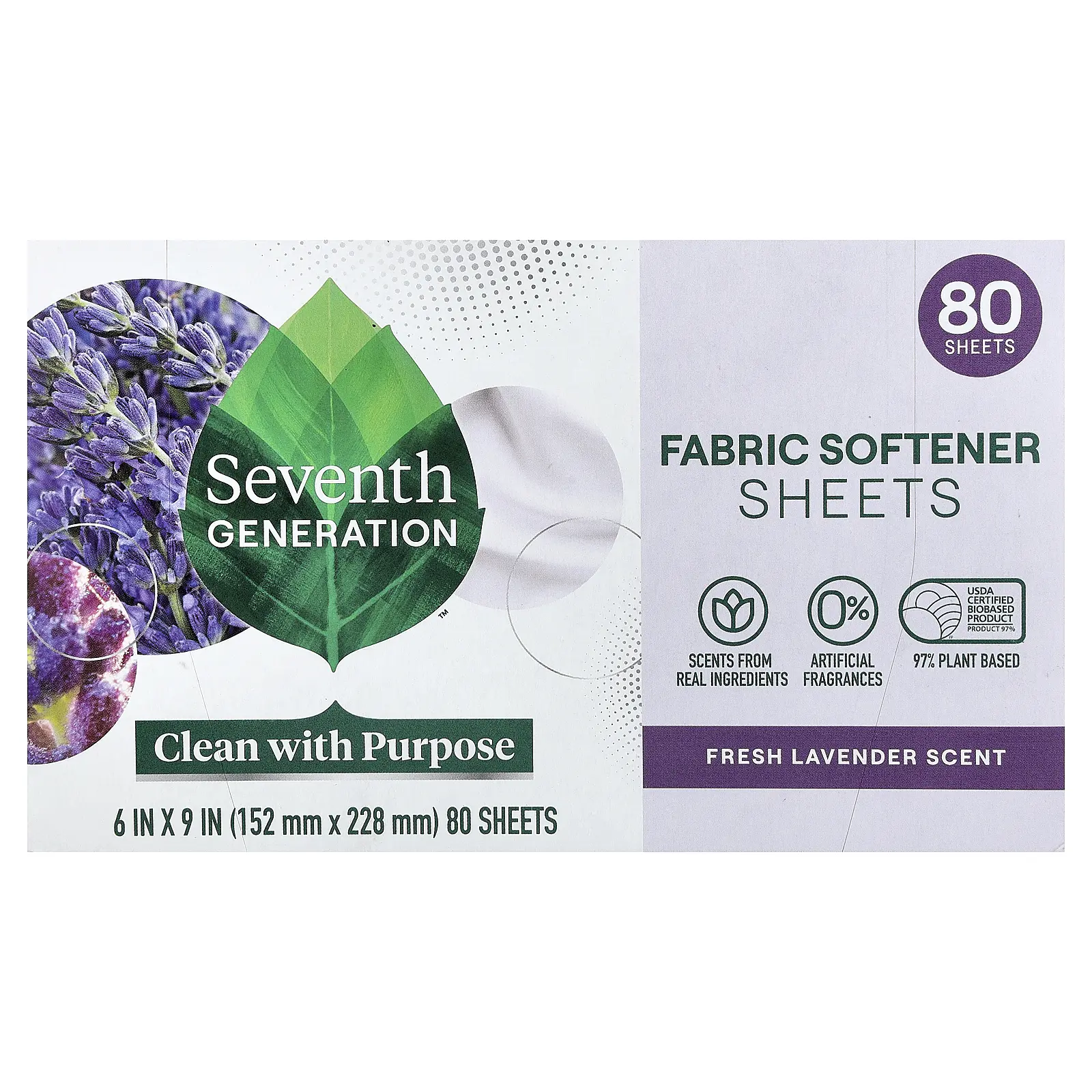 Seventh Generation Fabric Softener Sheets, Fresh Lavender, 80 Sheets