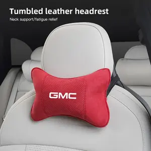 Car Suede Headrest Neck Support Auto Seat Accessories For GMC Terrain Sierra Canyon Yukon Acadia Savana Denali AT4 Granite