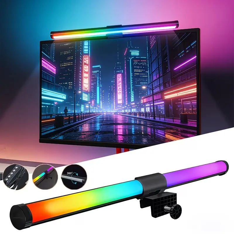 Adjustable Screen Light, Dual-Sided Illumination, 5-Key Wired Control, Three Color Adjustment, USB Powered, TV and Office Decor, Adjustable Led Light