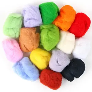 Needle Felting Wool,  Wool Yarn Roving Needle Felt Wool Hand Spinning for Wool Felting Yarn Supplies DIY Craft Materials, 3g/Color, Pack of 15