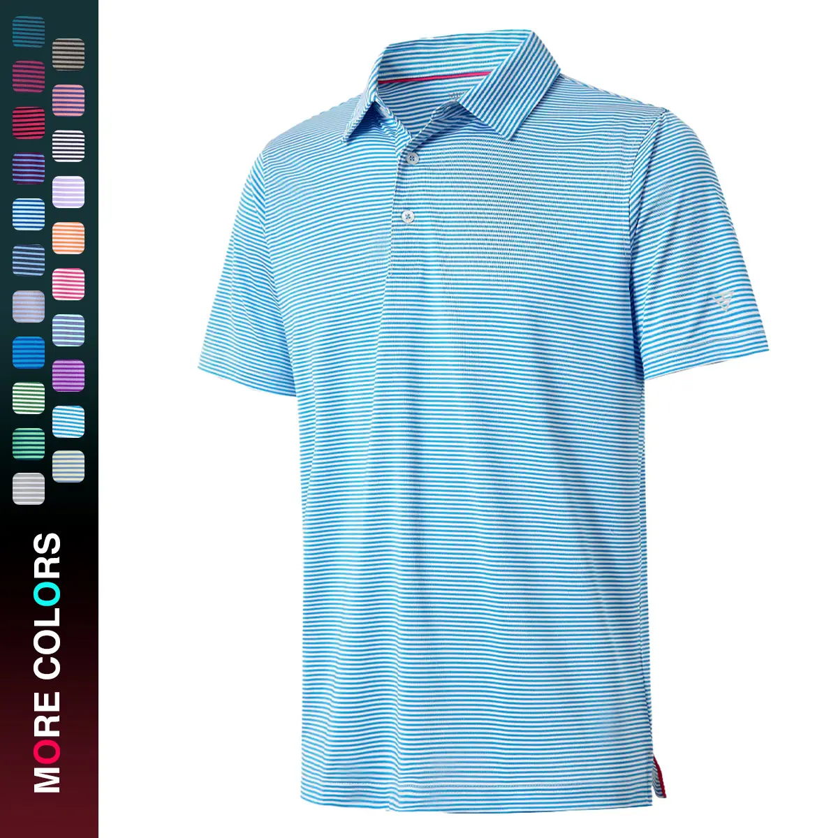 MAELREG Men's Striped Polo Shirt Short Sleeve Quick Dry Breathable Golf Casual Top Summer Outfit Trendy Look Daily Wear