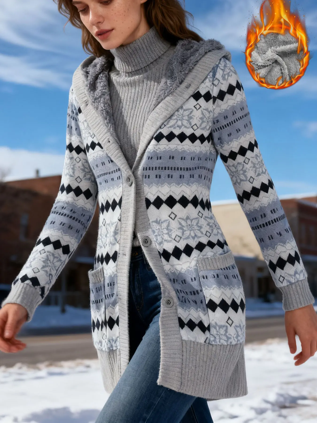 Y2K Style Knitted Sweater Warm Fleece Lined High Cost Performance Excellent Insulation Fashionable Winter Apparel for Women Cozy Comfortable Knitwear, Knitting, Tops