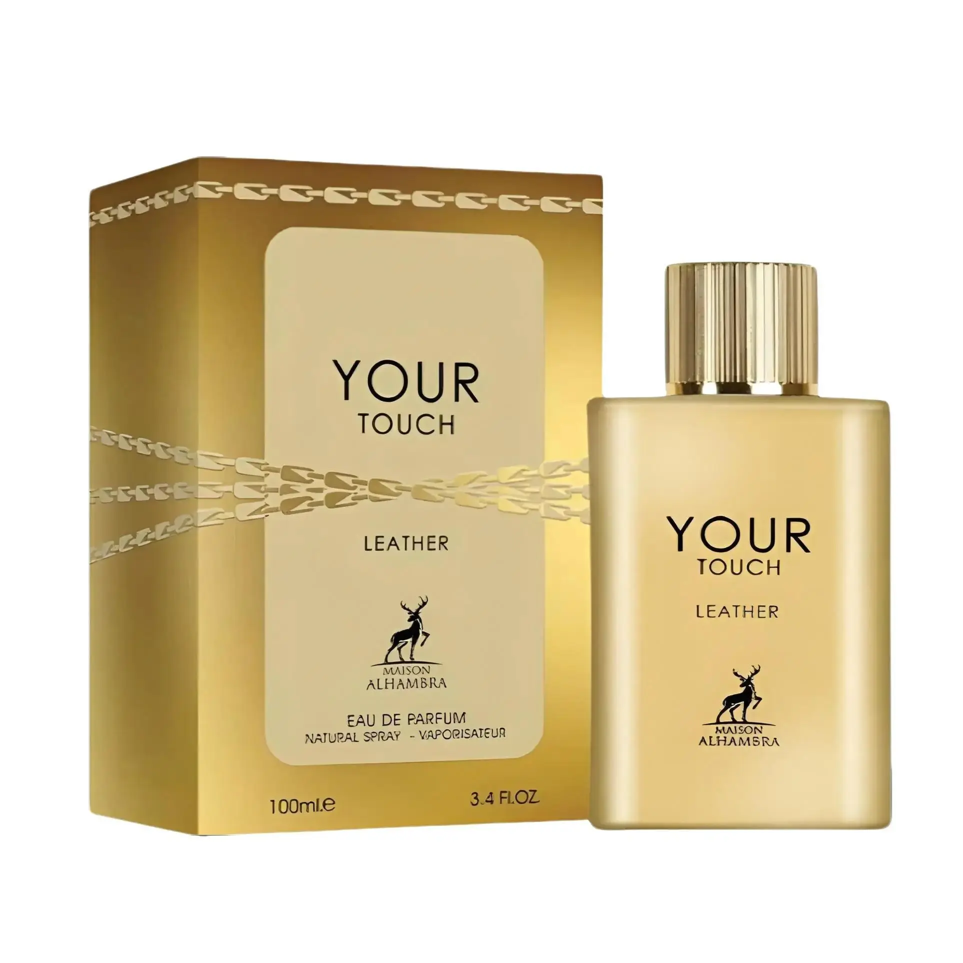 Maison Alhambra Your Touch Leather for Unisex Eau de Parfum Spray, 3.4 Ounce