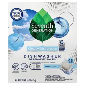 Seventh Generation Dishwasher Detergent Packs, Free & Clear, 45 Packs, 23.8 oz (675 g)