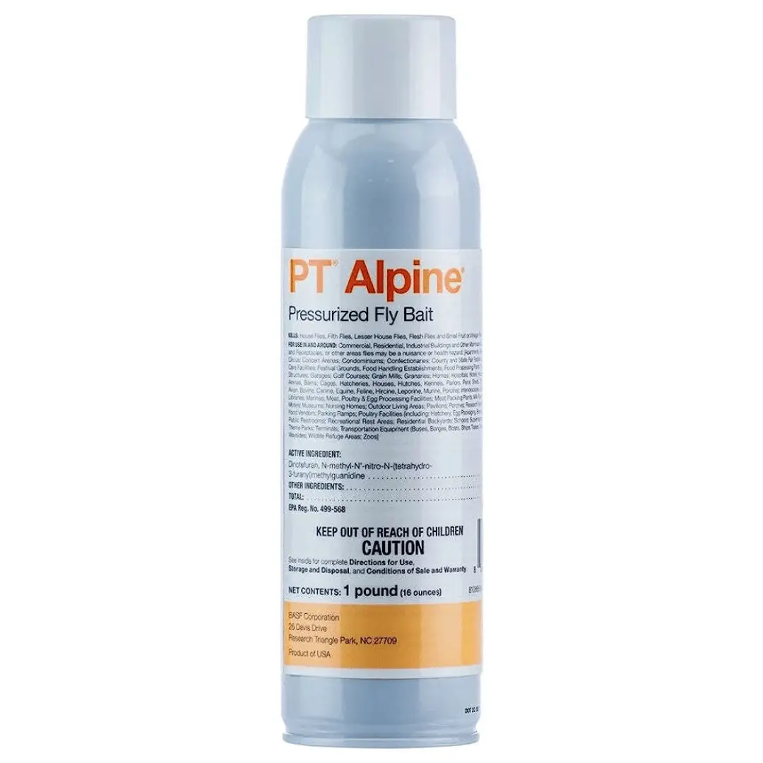 PT Alpine Pressurized Fly Bait - Fast Acting Long Lasting Fly Control for Indoor & Outdoor Use 1 Pound Ready To Use Spray Can