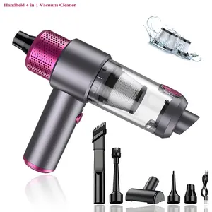 One piece Portable 50W 4 in 1 multi-functions  Home or Car wireless Vacuum Cleaner, 6500PA suction force,vacuuming Blowing and Inflating,Rechargeable,stainless steel and HEPA  dual layers filter,accessories with 7 nozzles,type c cable
