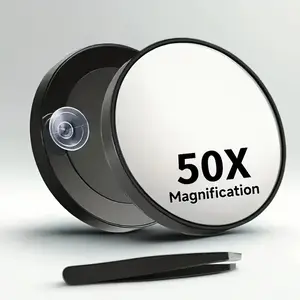 50x Magnifying Makeup Mirror, Round Mirror with Suction Cups, Facial Cosmetics Shaver Essential, Home Travel Must-Have, Travel Hand Mirrors (diameter 8.79 Cm)