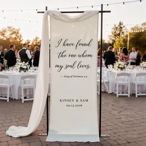 Religious Wedding Banner Cotton Linen, Personalized Song of Solomon 3 4 Scripture Ceremony Sign, Wedding Welcome Sign, Wedding Signs Gift, Couples Gift, Oddities Home Decor