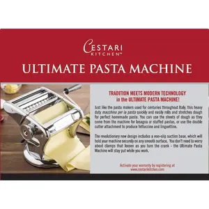Ultimate Pasta Machine - Professional Pasta Maker - Unique Patented Suction Base for No-Slip Use of Stainless Steel Pasta Roller Machine - 150 mm - Noodle Maker and Dough Roller by Cestari