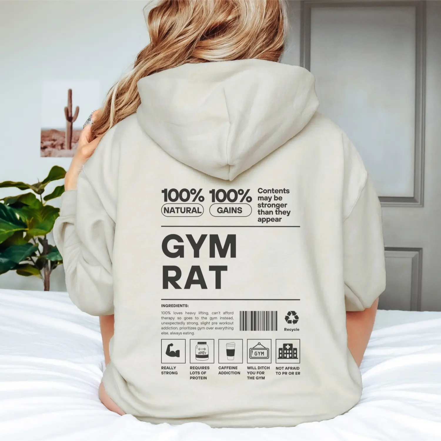 Gym Rat Oversized Hoodie Pump Cover Gym Sweatshirt Weightlifting Hoodie